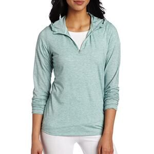 Horny Toad Womens S Swifty 1/4 Zip T Hoodie Pullover Green Tencel Outdoor Walk